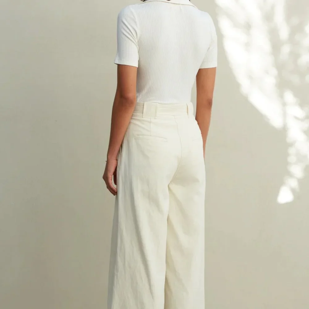 (Ships Free, NWT!) Marla Cream Wide Leg Pant with Organic Cotton by Sancia - Picture 4 of 5